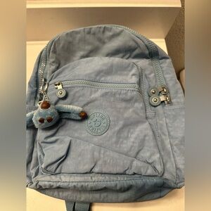 Kipling Light Blue Kids Backpack with Plush Keychain